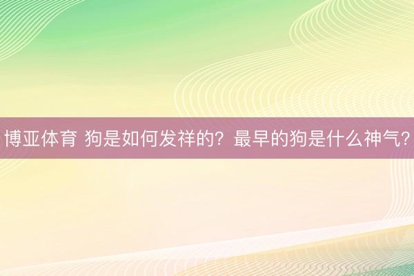 博亚体育 狗是如何发祥的?最早的狗是什么神气?