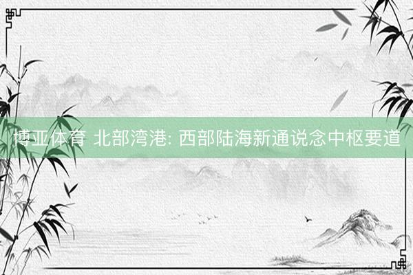 博亚体育 北部湾港: 西部陆海新通说念中枢要道
