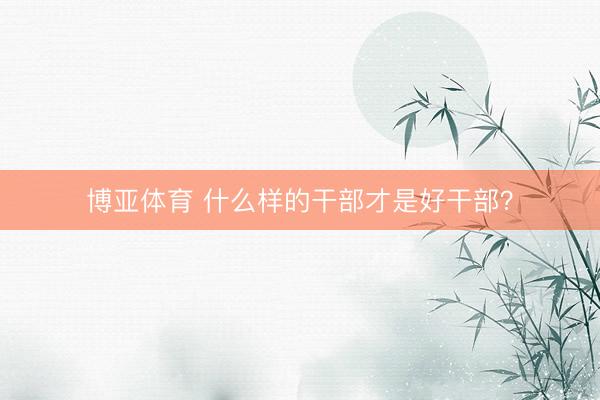 博亚体育 什么样的干部才是好干部？