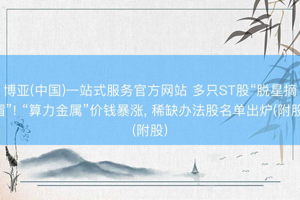博亚(中国)一站式服务官方网站 多只ST股“脱星摘帽”! “算力金属”价钱暴涨， 稀缺办法股名单出炉(附股)