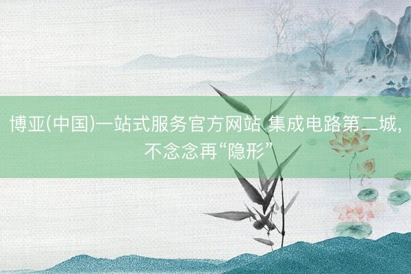 博亚(中国)一站式服务官方网站 集成电路第二城， 不念念再“隐形”