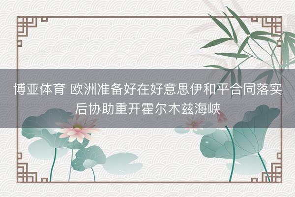 博亚体育 欧洲准备好在好意思伊和平合同落实后协助重开霍尔木兹海峡